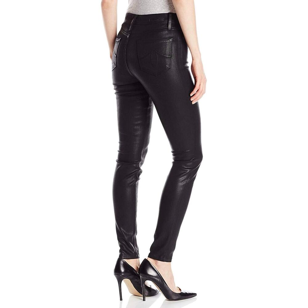 Anthropologie Level 99 Coated Mid Rise Skinny Jeans Size 28 NWT Black - Picture 4 of 12